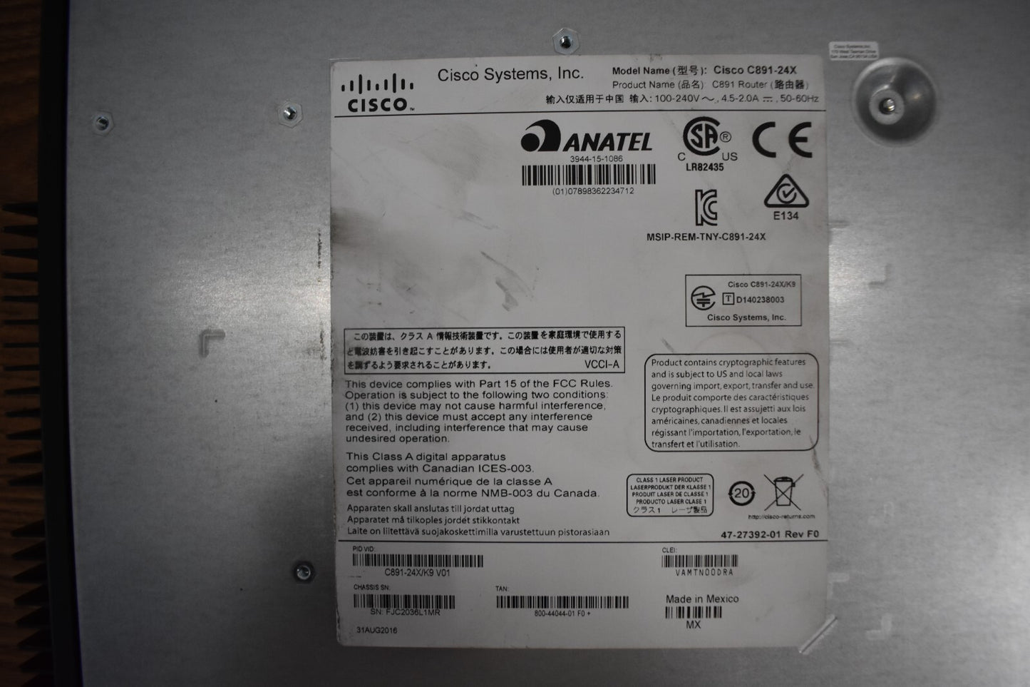 Cisco 890 Series C891-24X Router Fully Tested Cisco 891-24X/K9