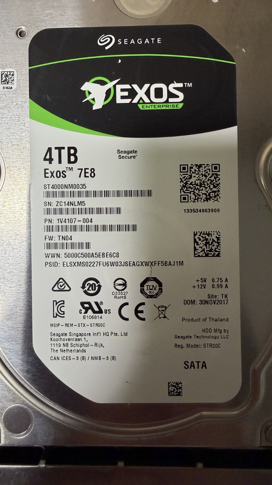 (Lot of 8) Seagate EXOS 7E8 4TB 3.5" 7.2K 6GBPS SATA HDD's ST4000NM0035
