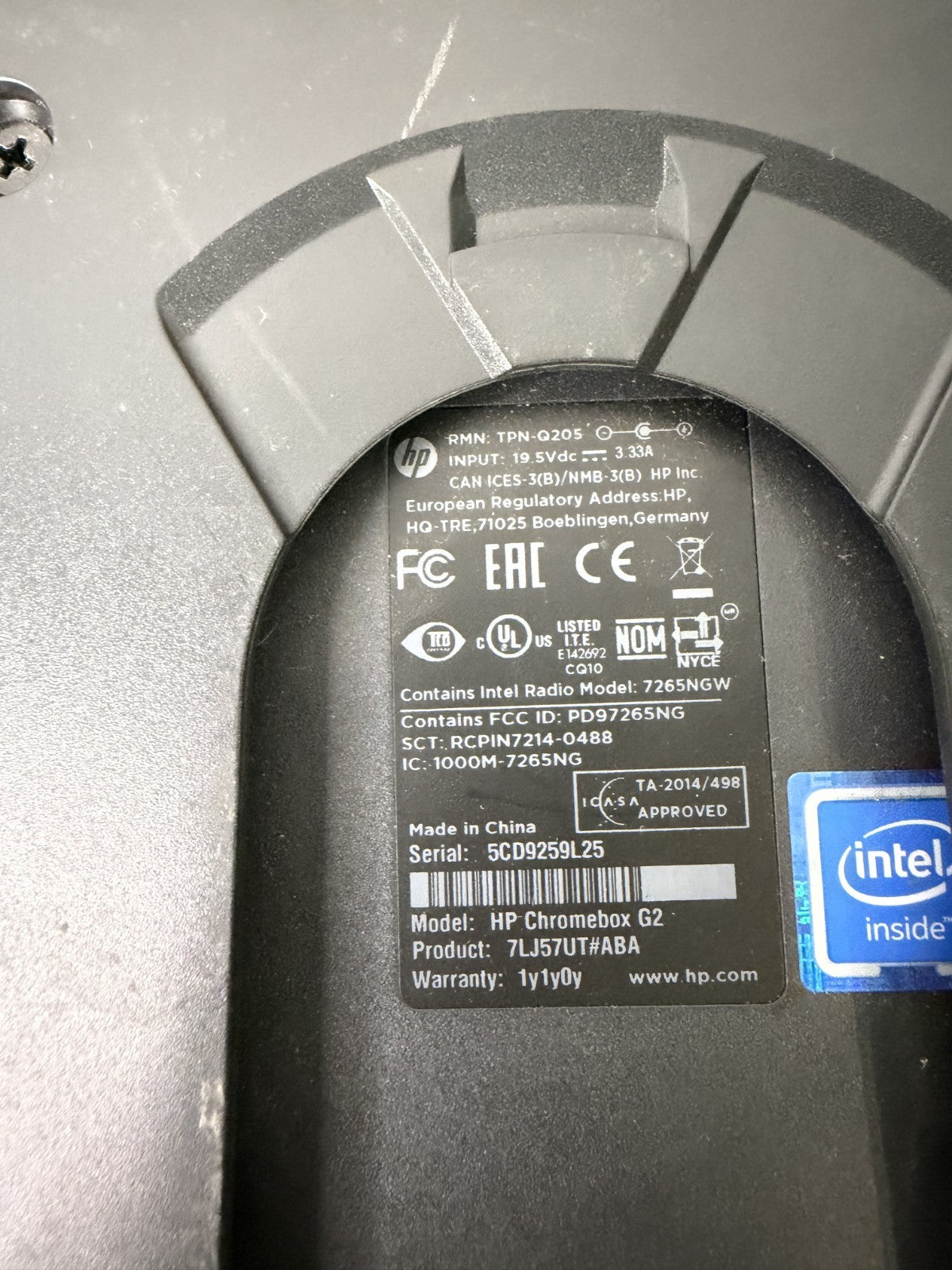 HP Chromebox G2 Mini PC Celeron 3867U 1.80GHZ 4GB 32GB Chrome OS