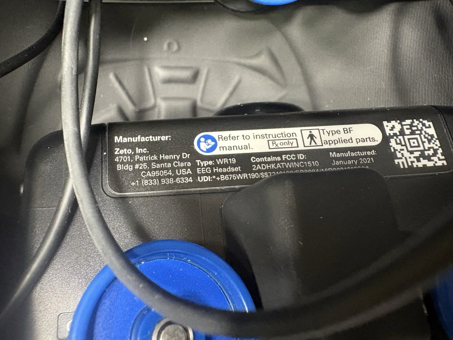 Zeto WR19 EEG Headset With Case/Charger & Soft Flat Electrodes