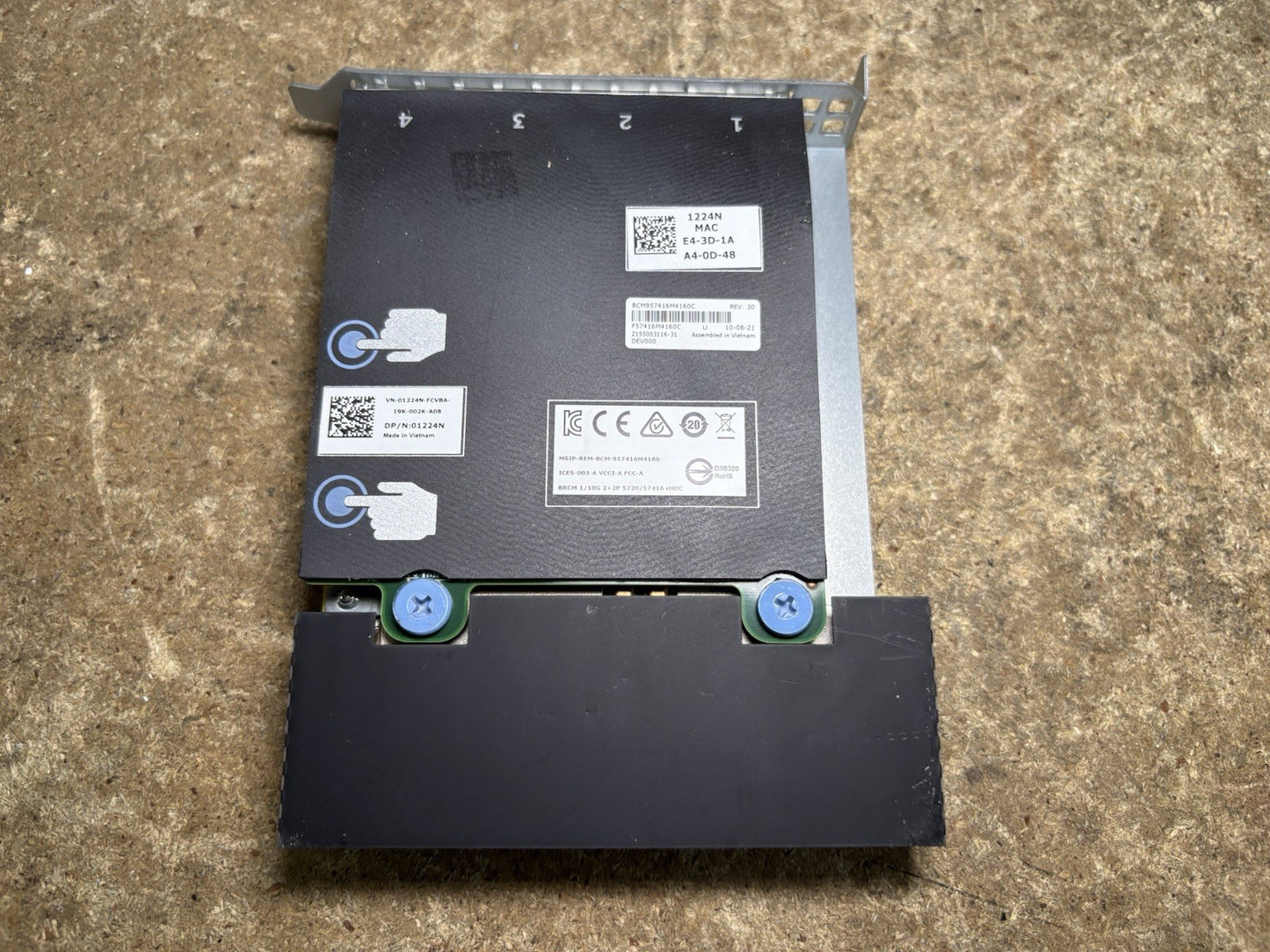 Dell XVVY1 QLogic QL41164 HMCU-DE 10Gb SFP+ 4-Port Network Daughter Card 0VN63F