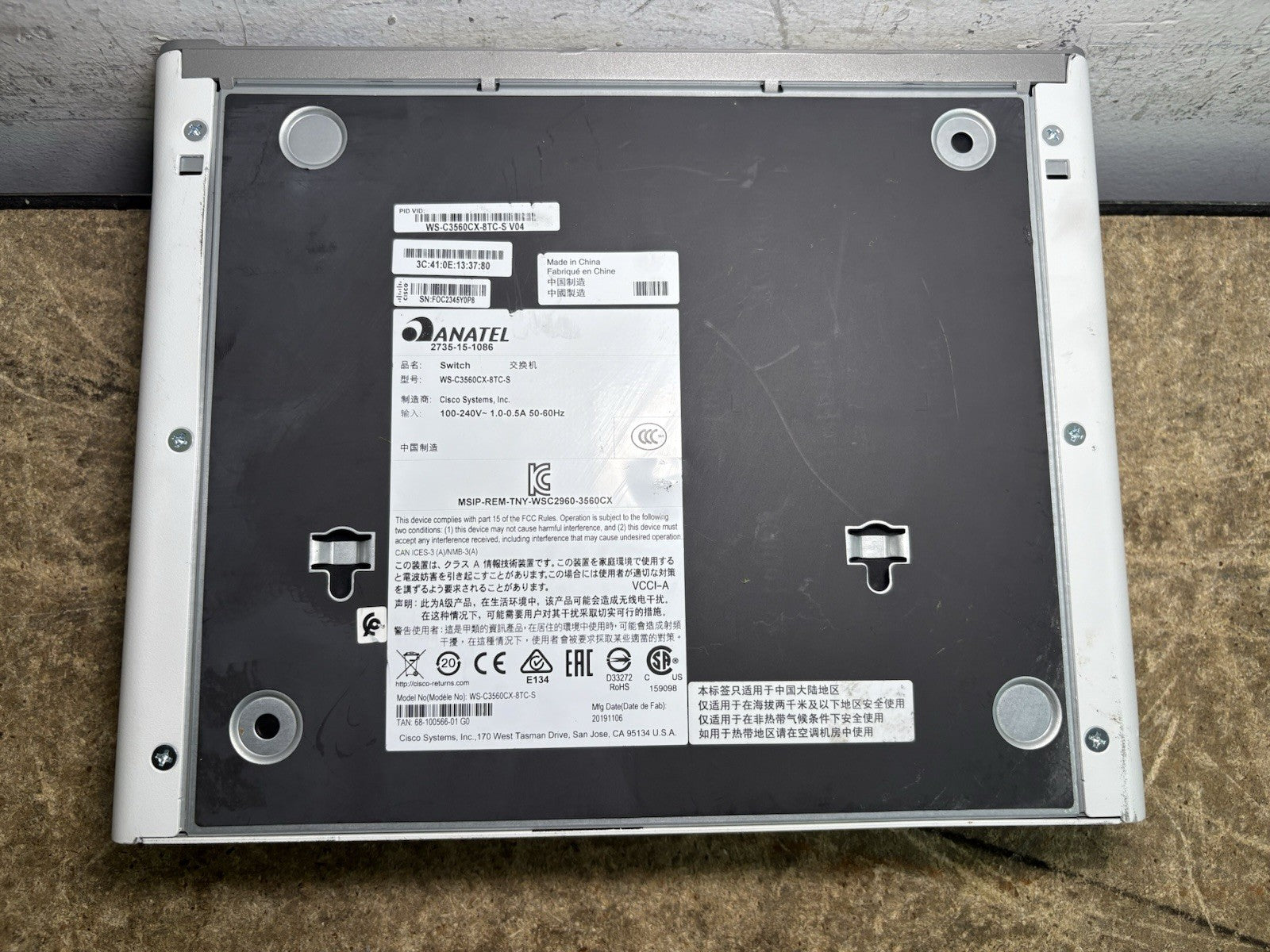 CISCO Catalyst 3560-CX Series 8 Ports Network Switch WS-C3560CX-8TC-S WORKING