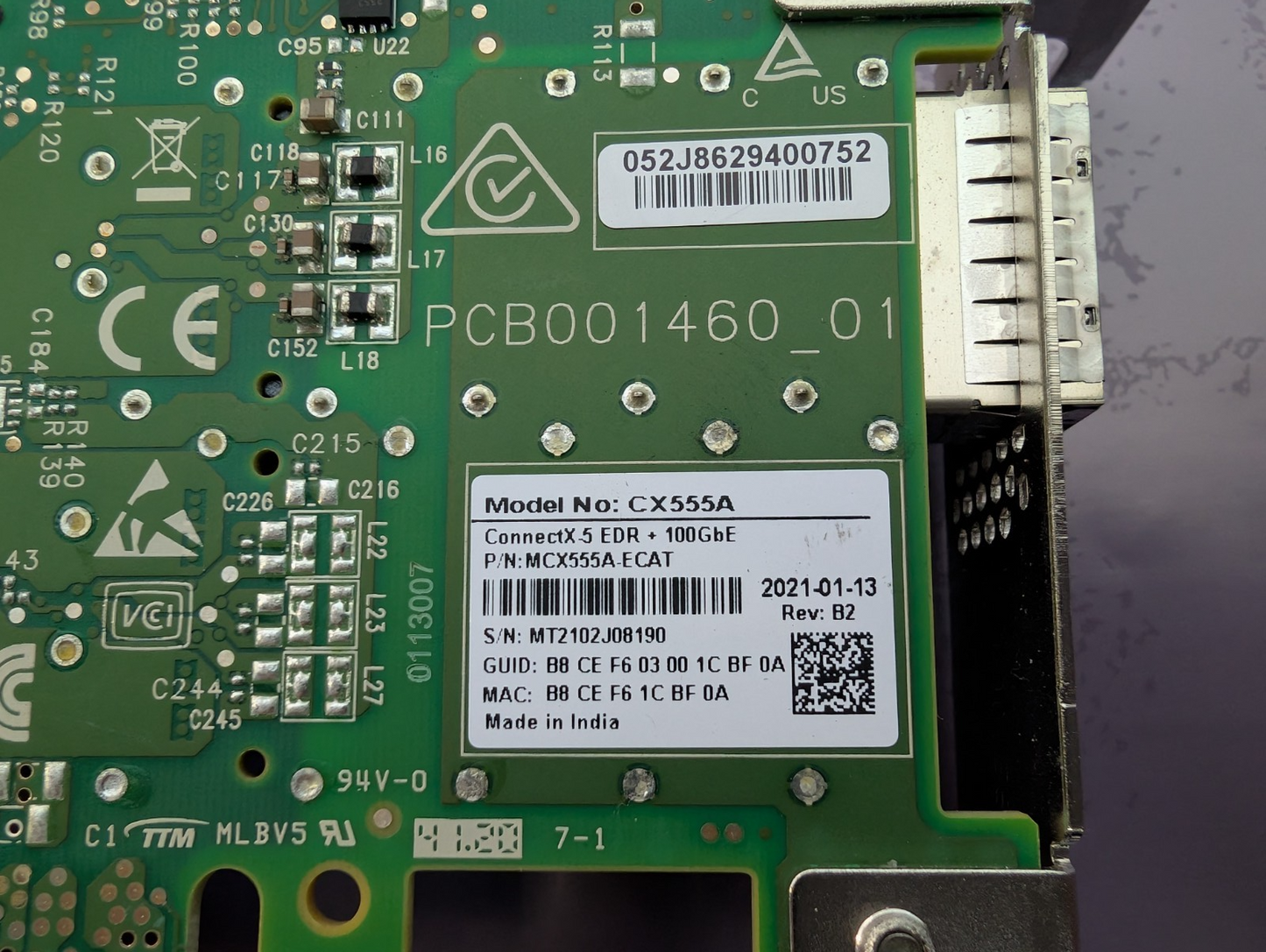 MELLANOX MCX555A-ECAT SINGLE PORT 100G CX555A CONNECTX-5 NIC