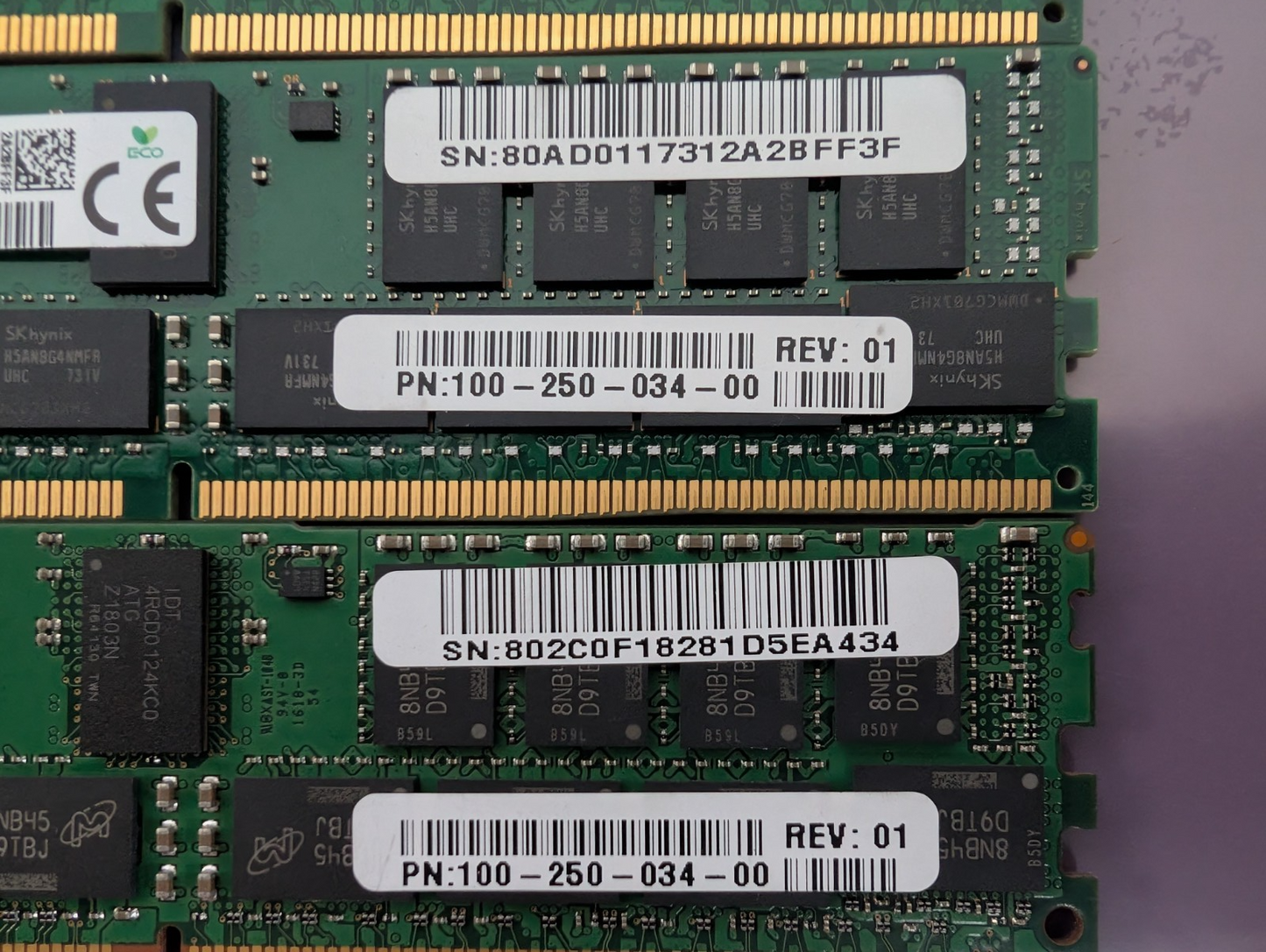 Lot of 4 mix 32GB 2Rx4 PC4-2400T MTA36ASF4G72PZ DDR4 RAM Memory