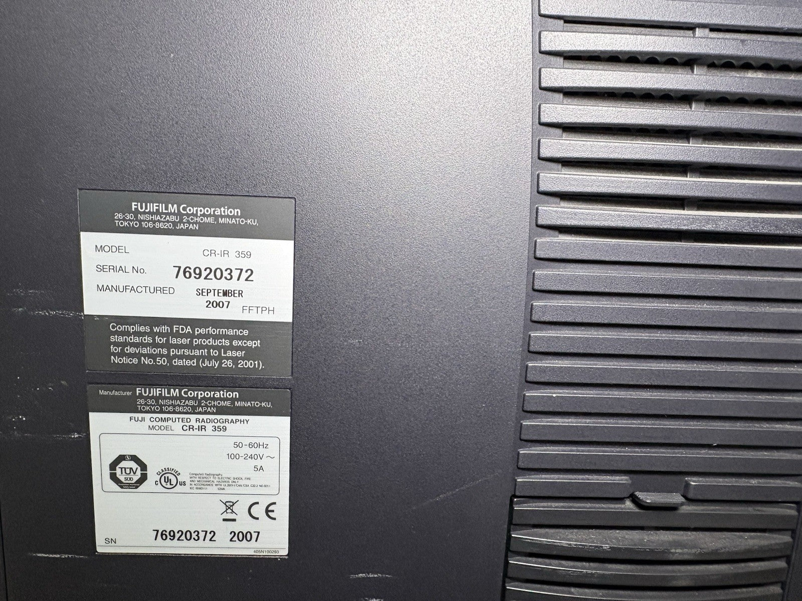 FujiFilm FCR Carbon XL-2 CR-IR 359 Computed Radiography System *READ