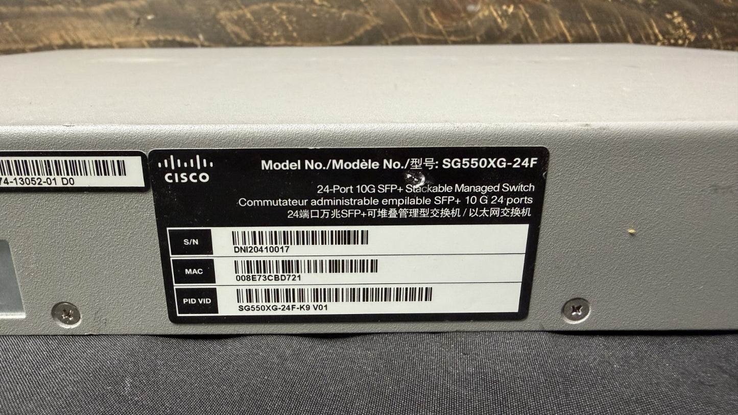 Cisco SG550XG-24F 24-Port 10GbE SFP+ Managed Switch SG550XG-24F
