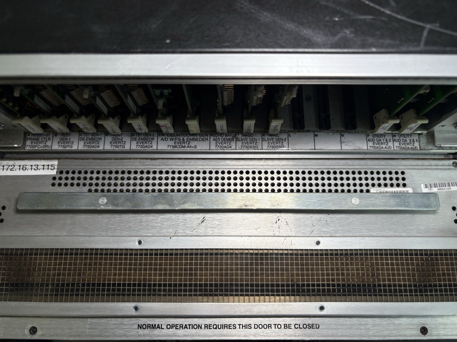 Evertz 7700FR-G w/ 7700ADA-AUD, 7750SSG, 7720AD4, 7736CDM-A4, 7750 TG & 7700FG