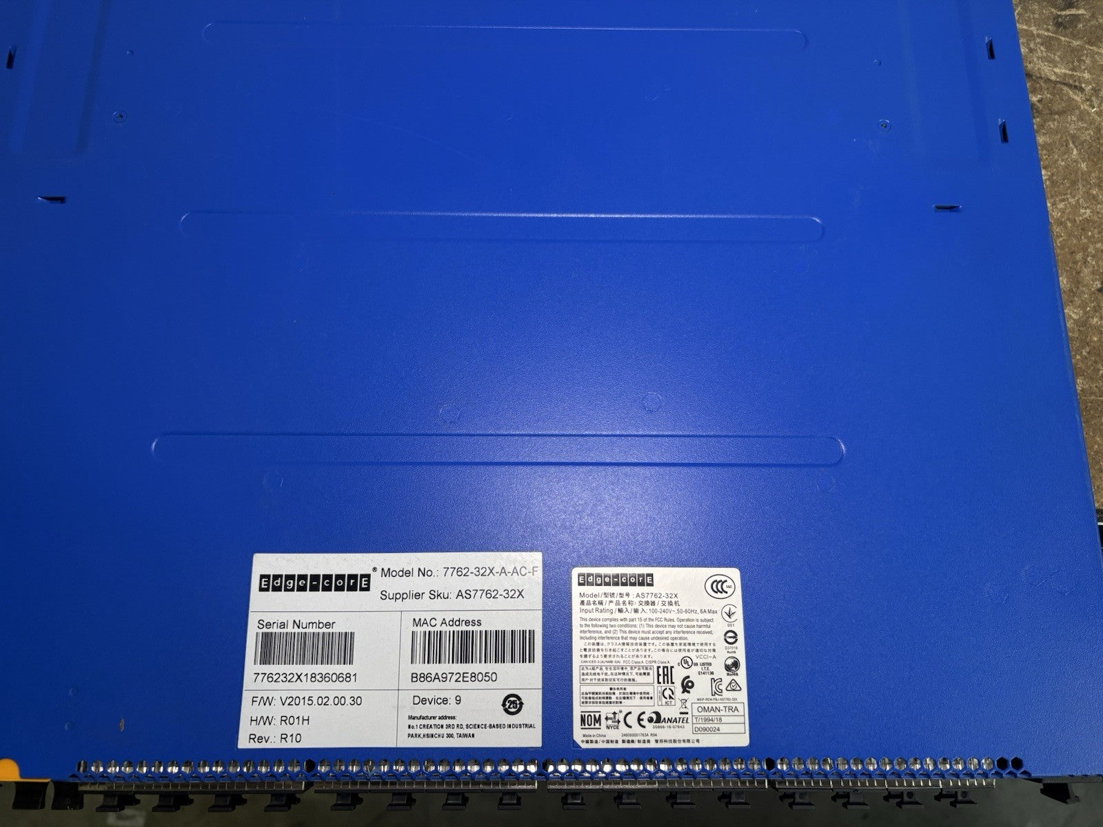 Edge-Core 7762-32X-A-AC-F 32-Port 100G Switch AS7762-32X W/Onie
