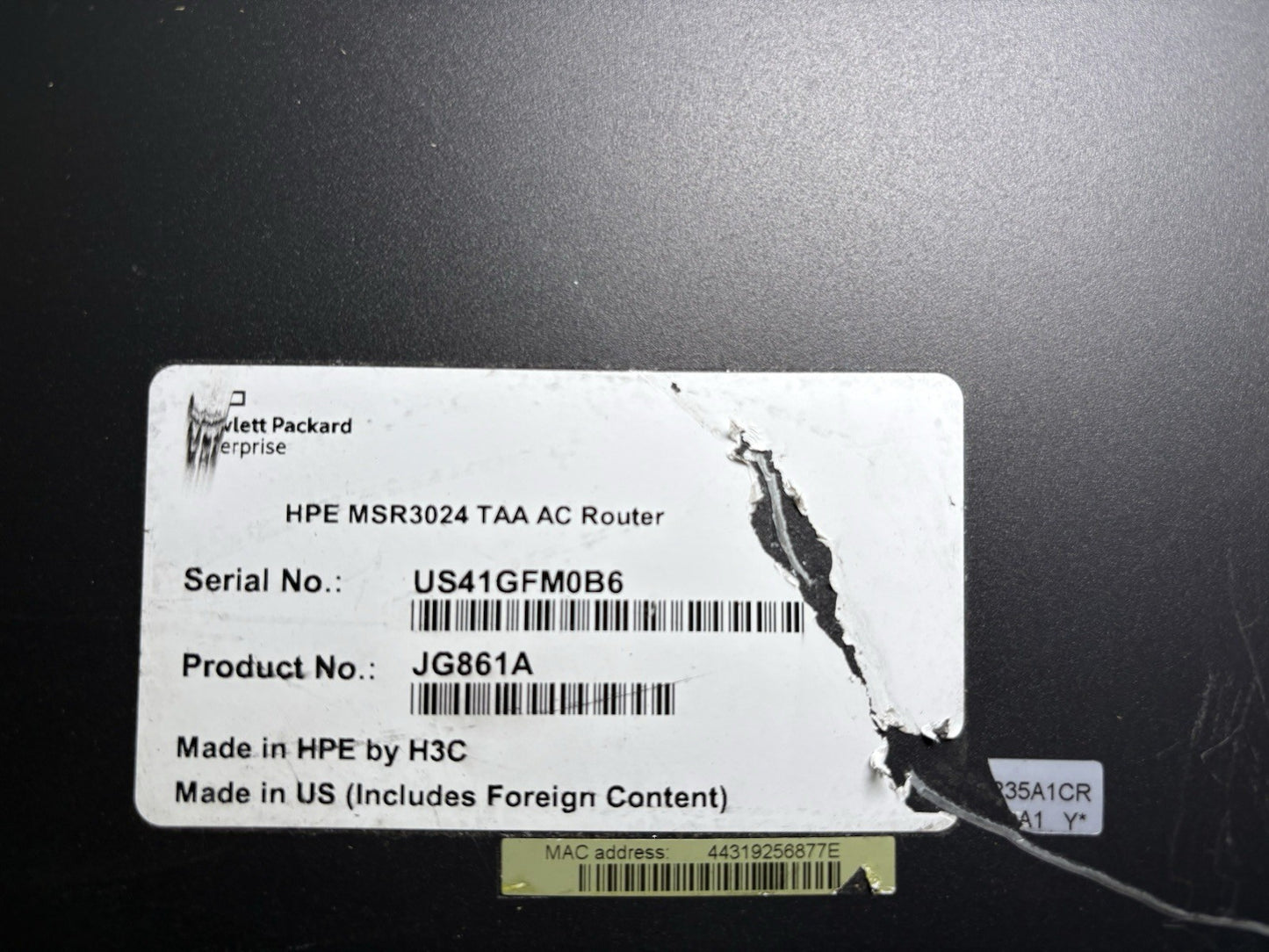 JG861A HP FlexNetwork MSR3024 AC Router / W JG423A Module