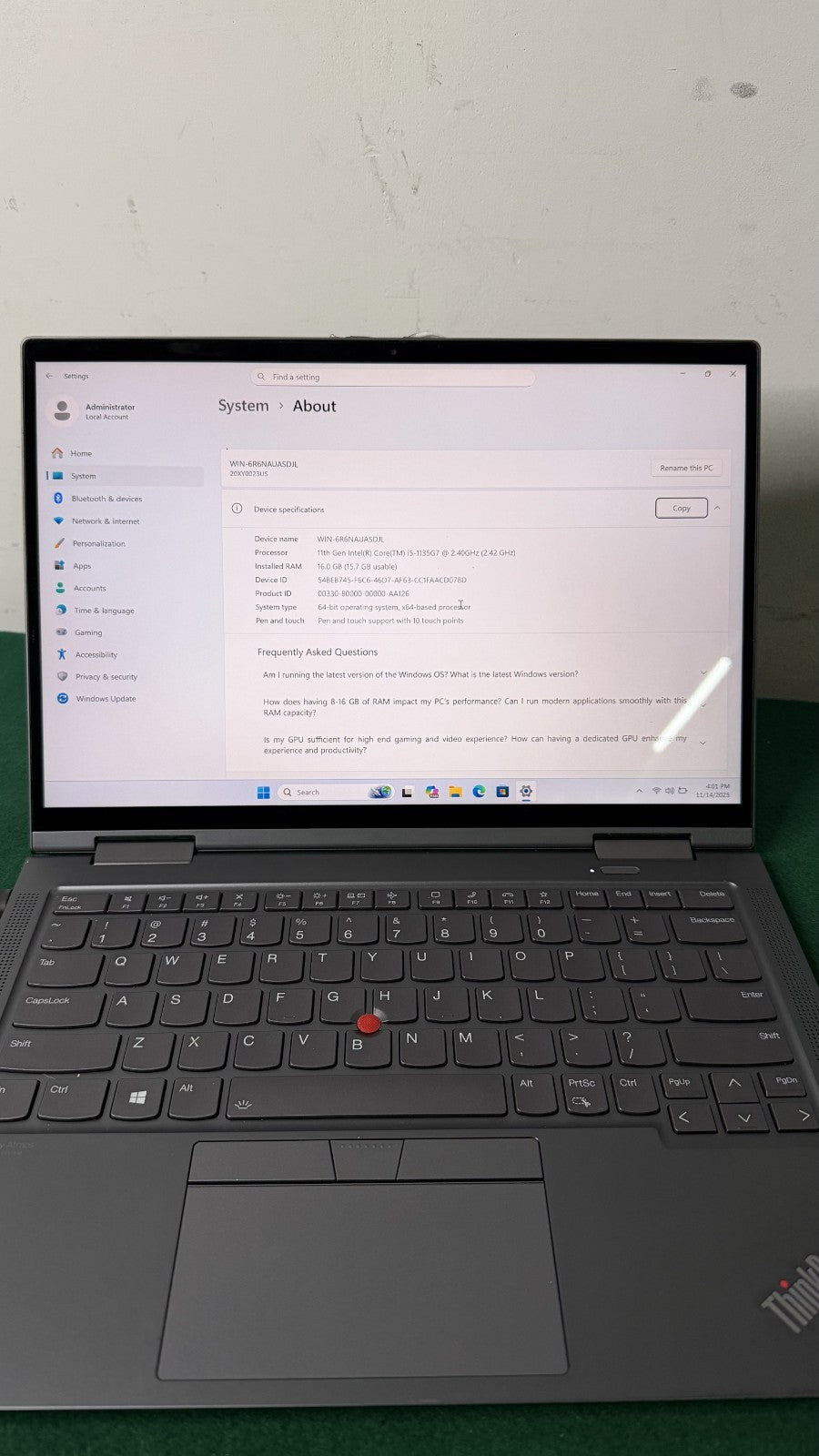 Lenovo ThinkPad X1 Yoga Gen6 i5-1135G7, 16GB RAM, 512GB SSD, WIN 11 &10