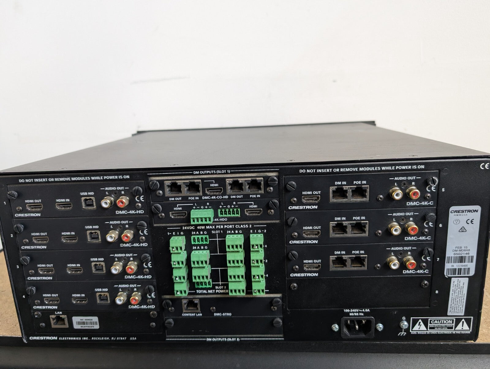 Crestron DM-MD8X8 W/ DMC-4K-HD DMC- STRO DMC-4K-CO-HD Cards