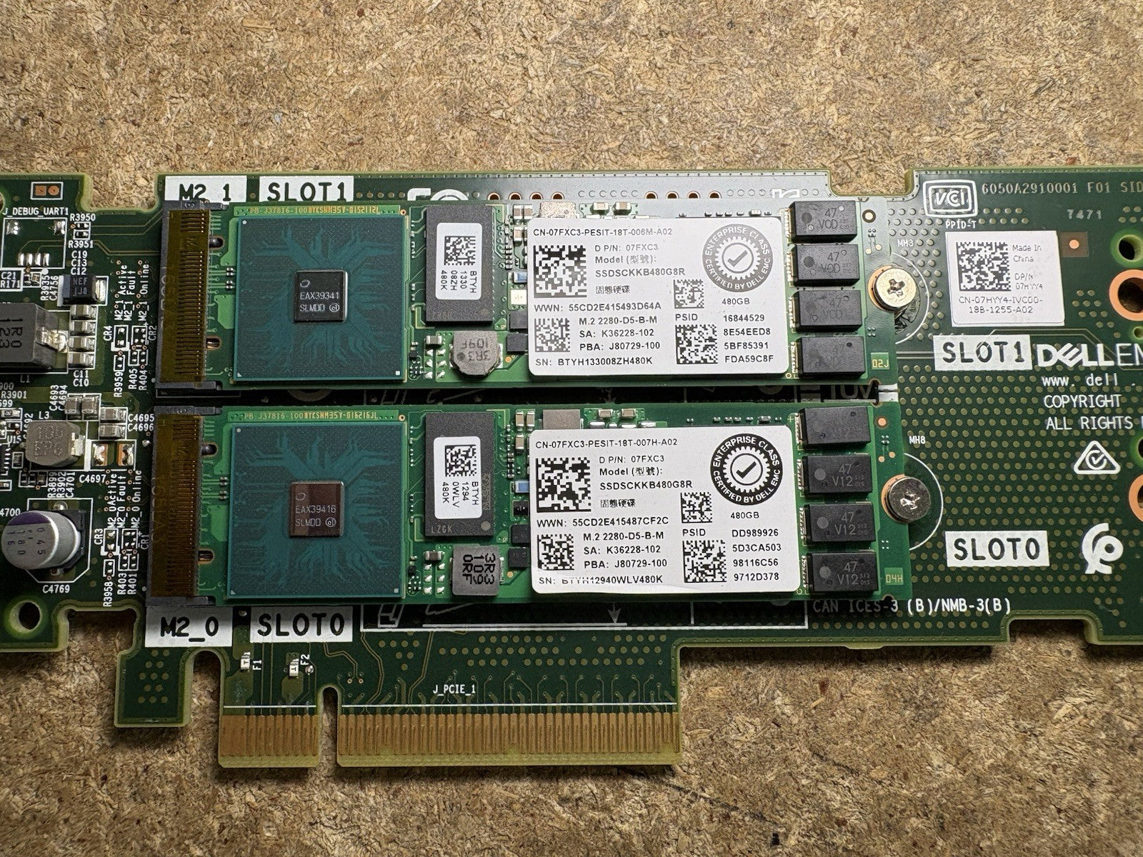 Dell 2xM.2 Slot NVMe SSD PCIe Boss-S1 Controller Adapter Card 07HYY4 7HYY4 480gb