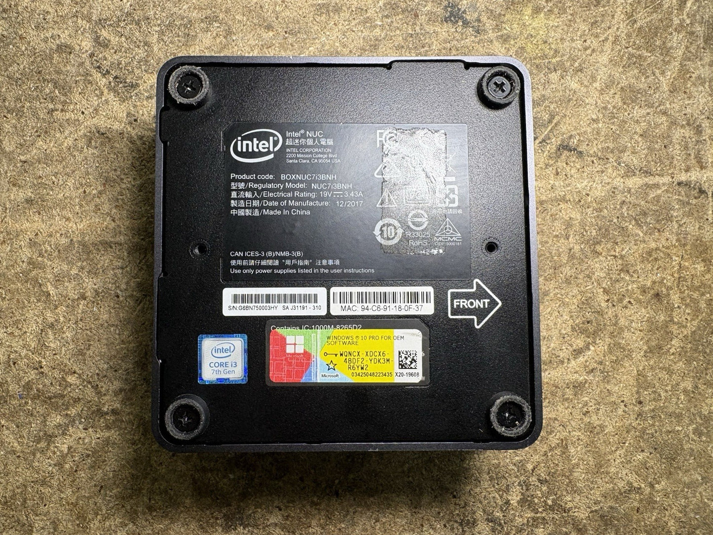 Intel NUC NUC7i3BNH Mini PC i3-7100U 2.4GHz CPU 8GB RAM 1TB SSD