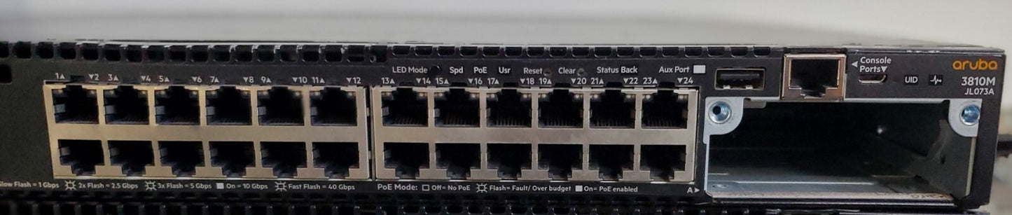 Aruba / Hewlett Packard HP JL073A 3810m 24G Switch /w 2x Power and JL084A *READ*