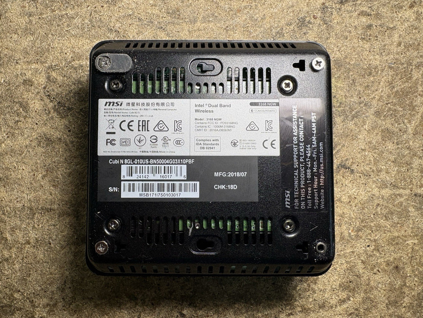 Mini PC MSI CUBI B171 Intel Celeron N5000, 4GB DDR4