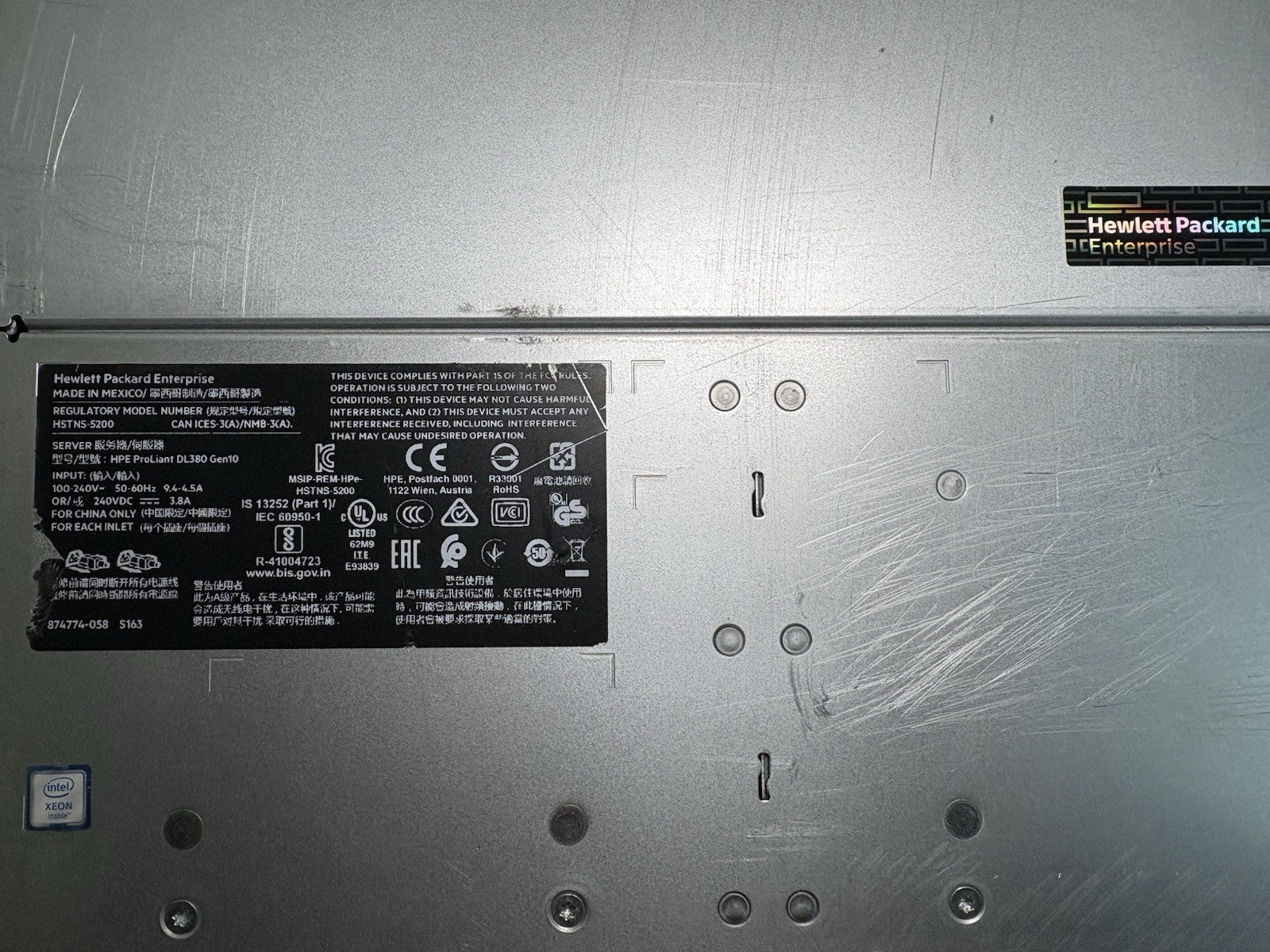 HPE ProLiant DL380 Gen10 G10 x2 SILVER 4114 2.2GHz NO RAM NO HDD/SSD