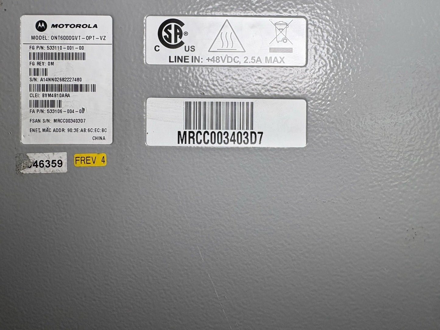 Motorola ONT6000-GVT Verizon Fiber Node ONT6000GVT-OPT-VZ Fiber to Coax