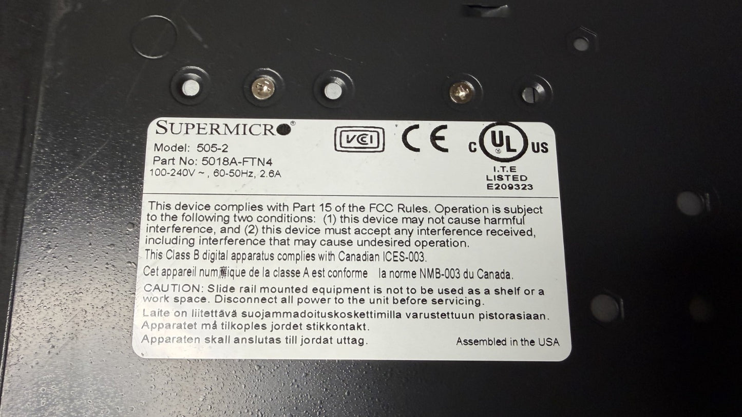 SUPERMICRO 5018A-FTN4  8gb ram no hdd intel atom 2.4ghz