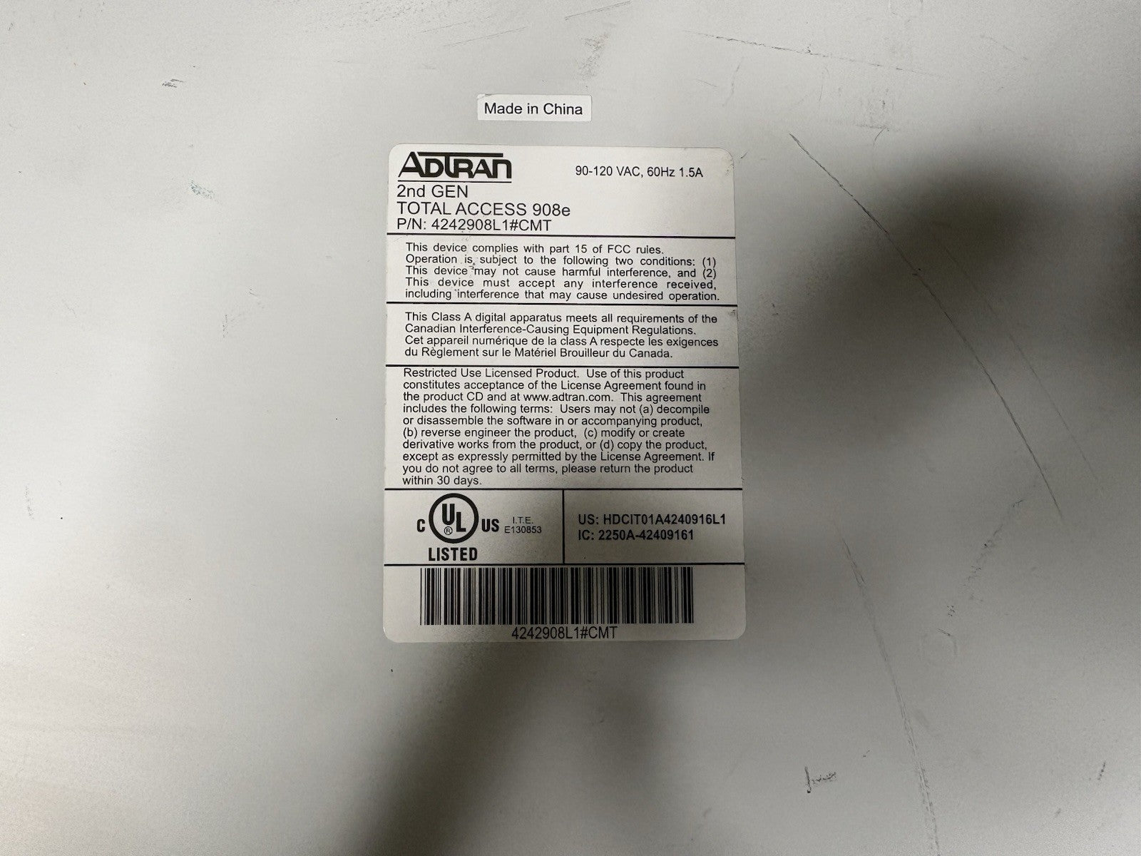 ADTRAN TOTAL ACCESS TA 908e 2nd Gen DUAL DSP VOIP GATEWAY 4242908L1#CMT