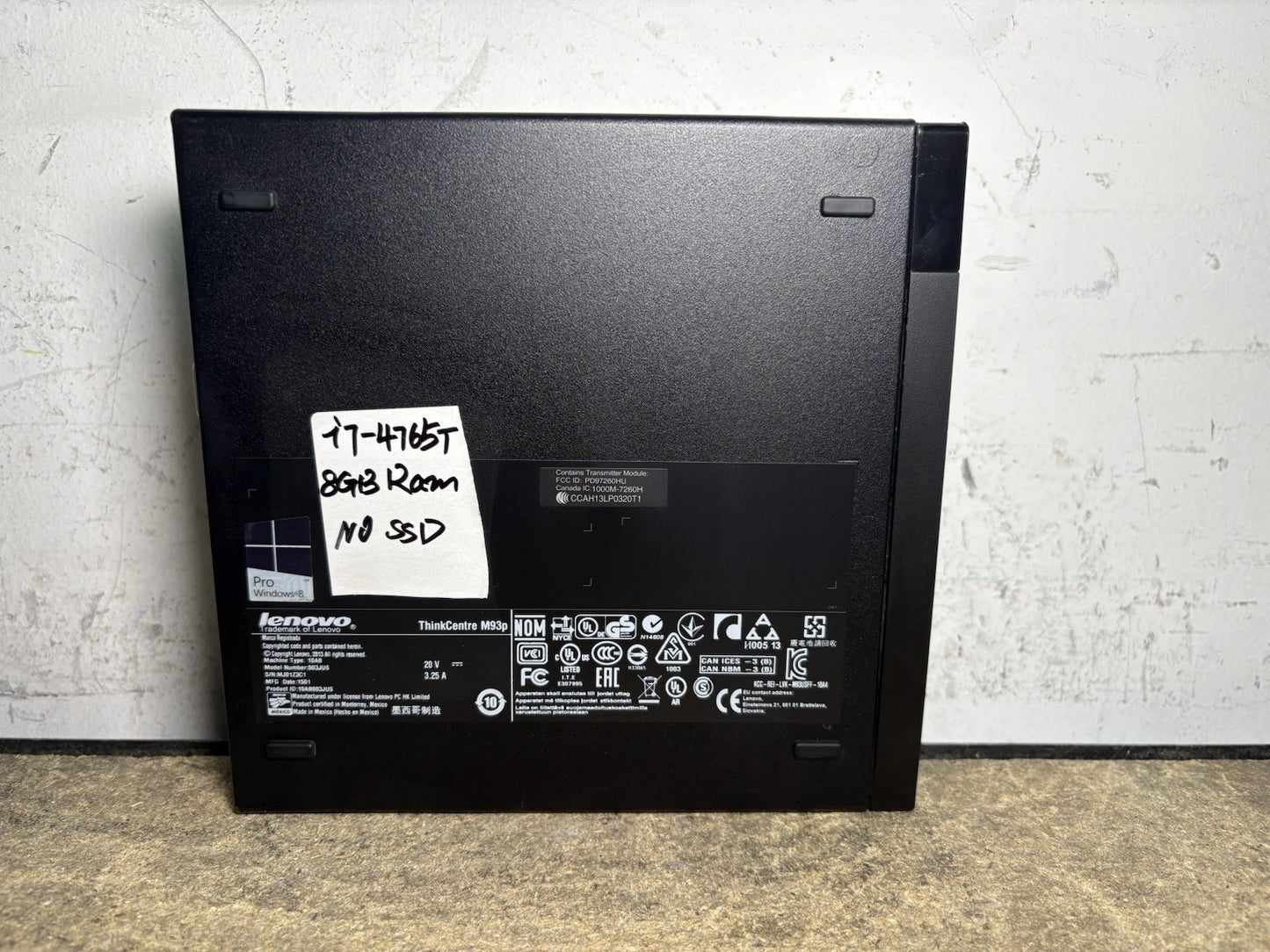Lenovo ThinkCentre M93p Tiny Desktop PC i7-4765T 8GB RAM No SSD