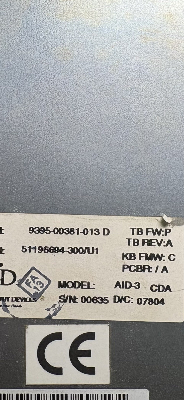 Honeywell Esterline AID-3 Industrial Keyboard / 9395-00381-013-D