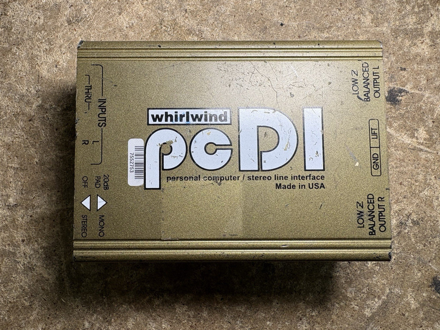 Whirlwind pcDI 2-Channel Passive A/V Direct Box Personal Computer / Stereo Line