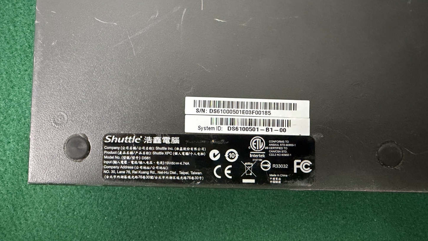Shuttle XPC DS61 i3-3240 4GB RAM 32gb SSD