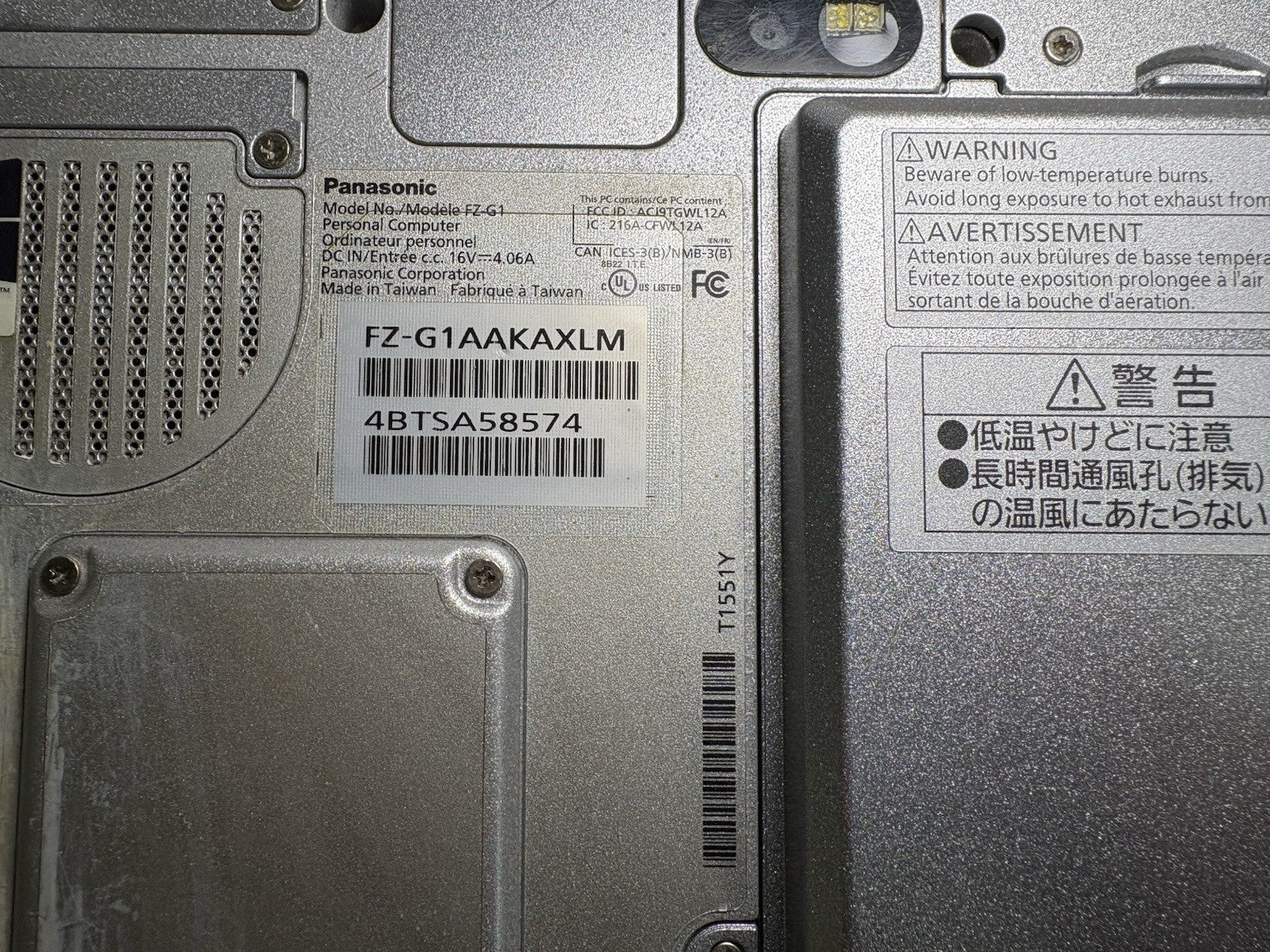 Panasonic ToughPad FZ-G1 Tablet i5-3437U 8GB RAM 256SSD No Windows