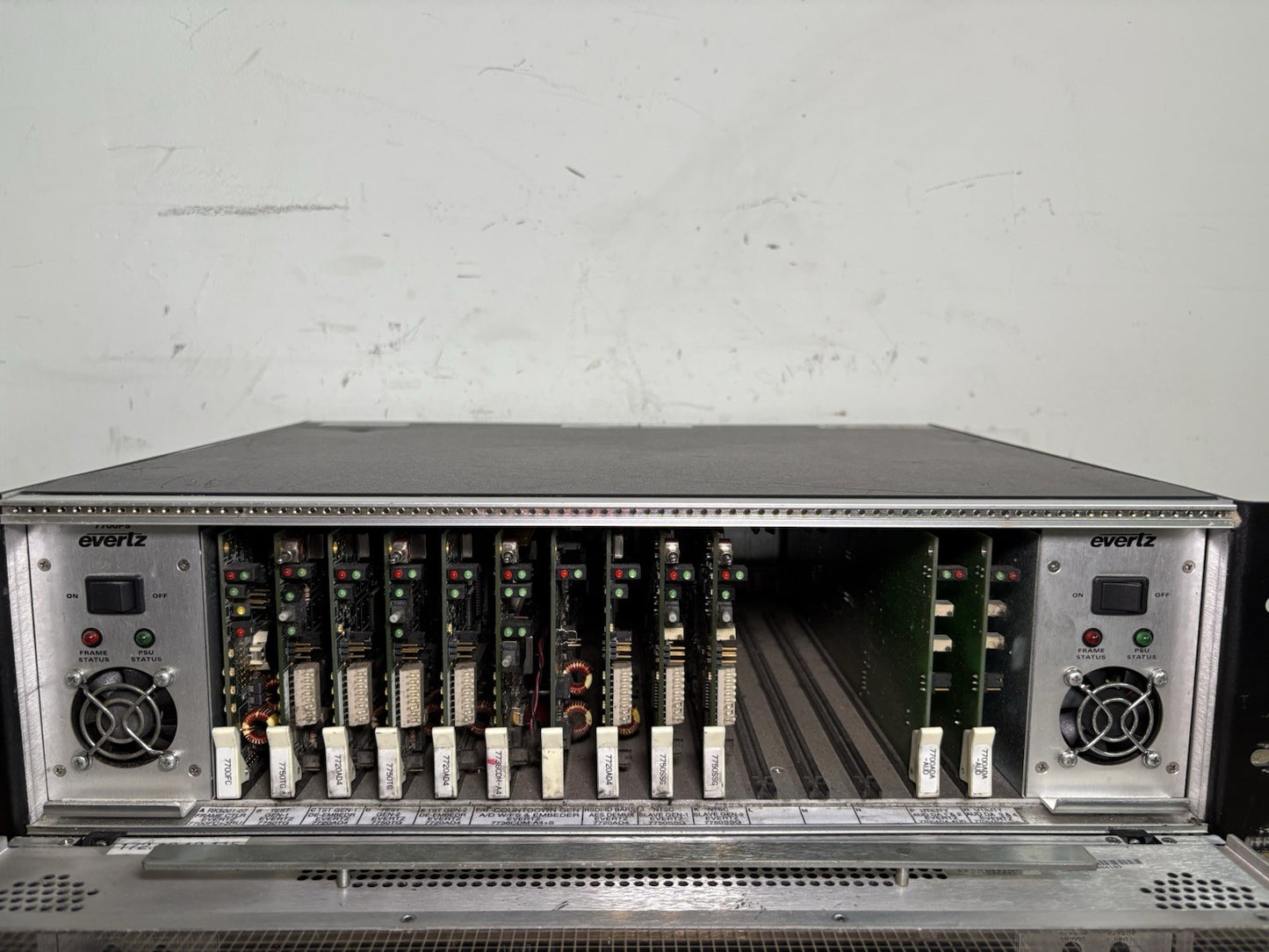 Evertz 7700FR-G w/ 7700ADA-AUD, 7750SSG, 7720AD4, 7736CDM-A4, 7750 TG & 7700FG