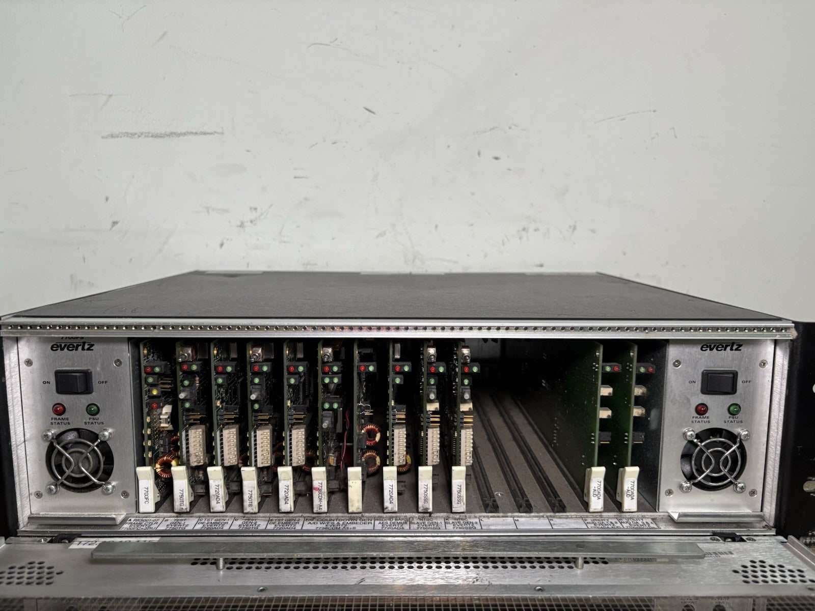 Evertz 7700FR-G w/ 7700ADA-AUD, 7750SSG, 7720AD4, 7736CDM-A4, 7750 TG & 7700FG