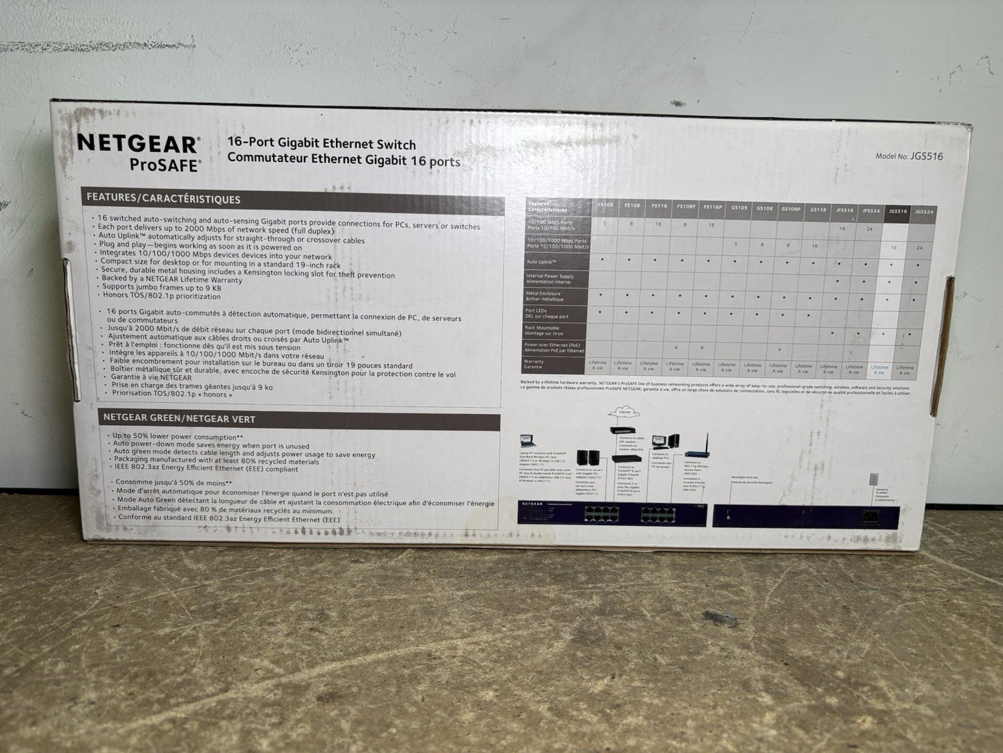 NETGEAR JGS516 ProSafe 16-Port Gigabit Switch SEALED