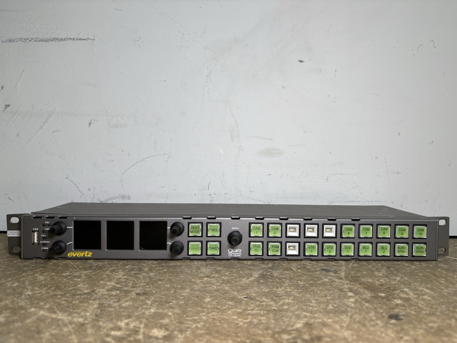 Evertz CP-1024E 24-Button XY Control Panel CG000ZC Rack Mount Power Tested