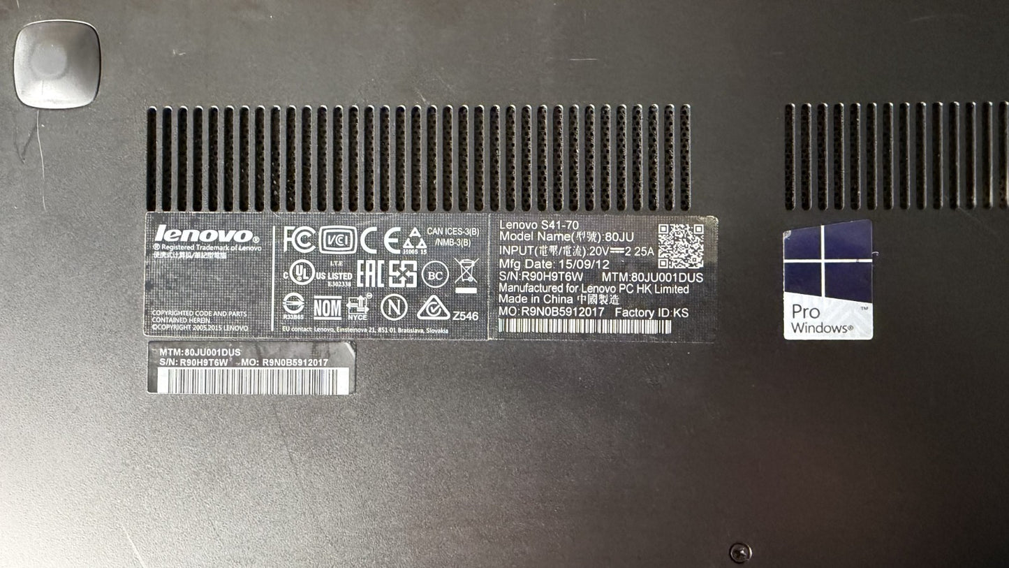 Lenovo S41-70 i7-5500U 2.40GHz 8GB RAM 1TB HDD NO OS