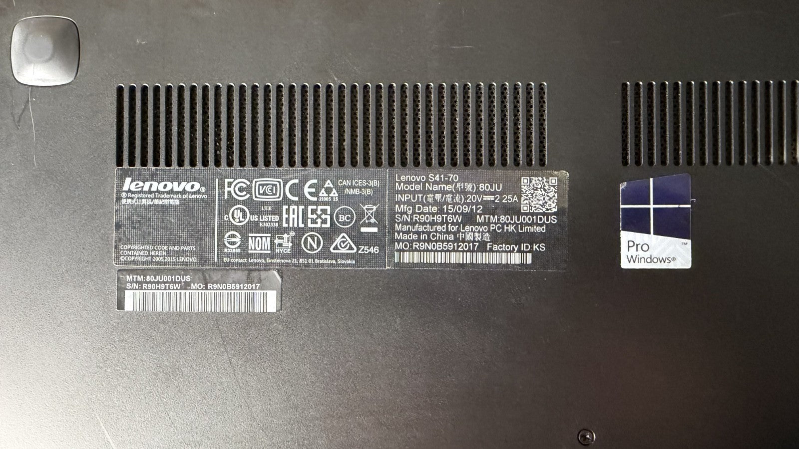 Lenovo S41-70 i7-5500U 2.40GHz 8GB RAM 1TB HDD NO OS