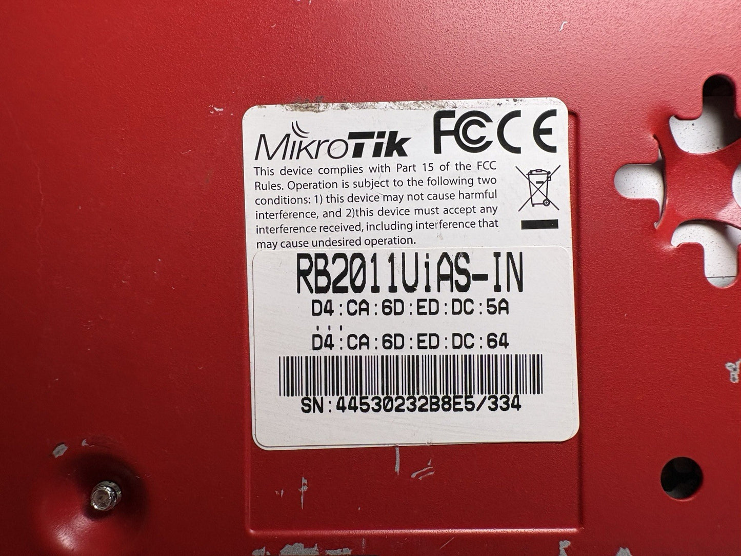 MIKROTIK ROUTERBOARD ROUTER RB2011UiAS-IN - NO POWER CORD INCLUDED