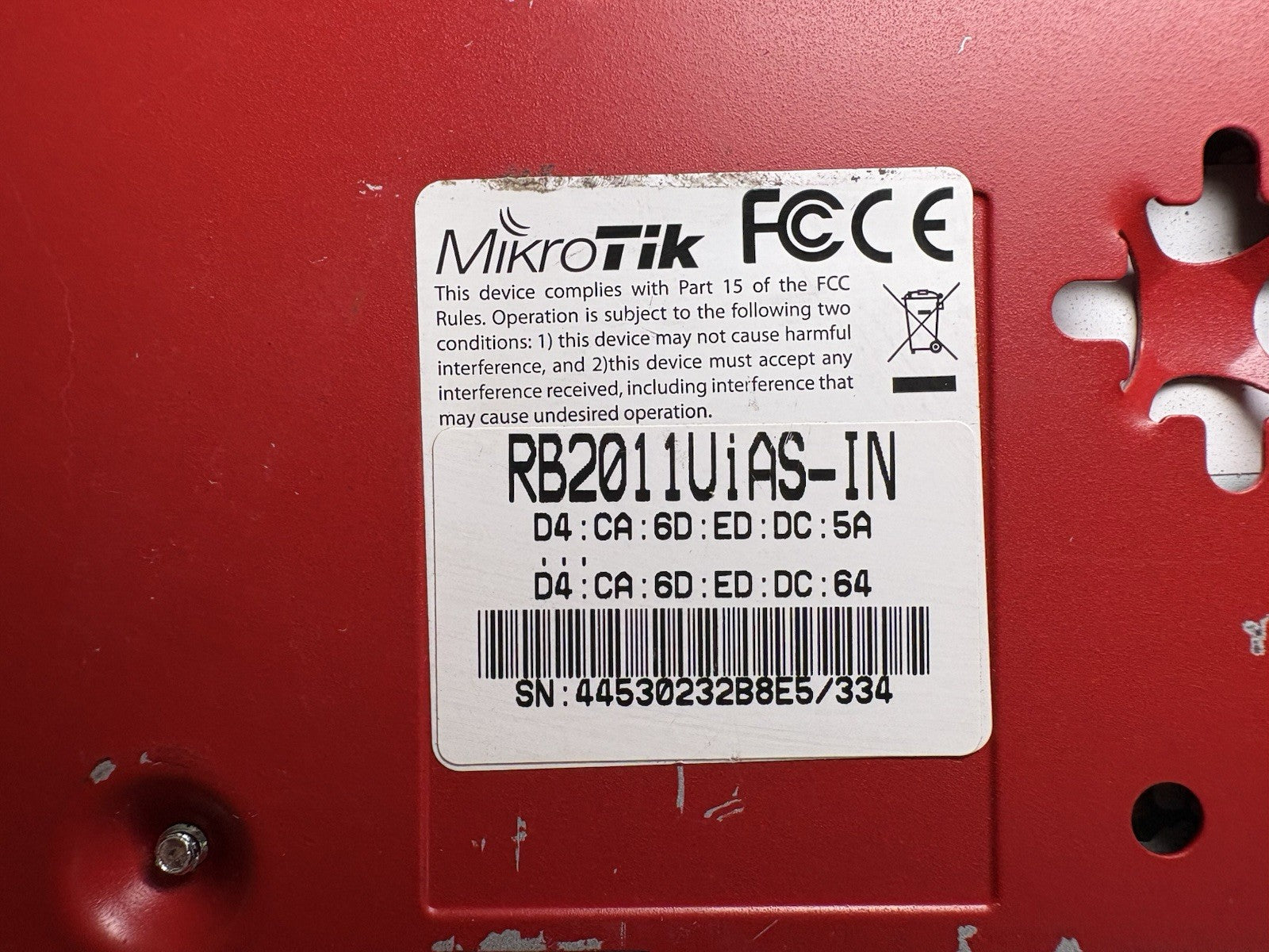 MIKROTIK ROUTERBOARD ROUTER RB2011UiAS-IN - NO POWER CORD INCLUDED