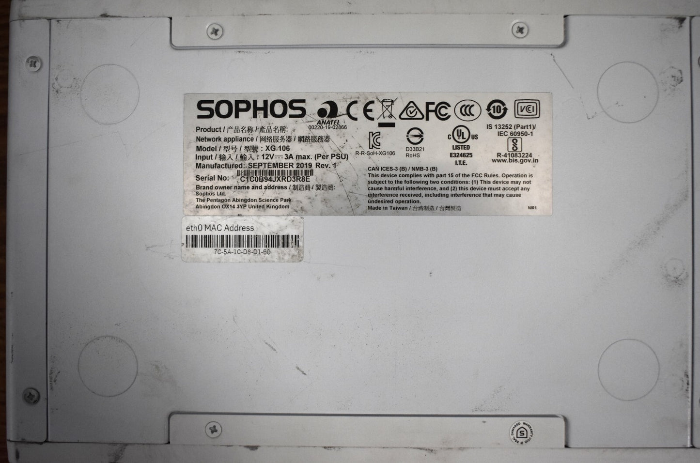 Sophos XG 106 Rev.1 Next Generation Firewall-Factory Reset