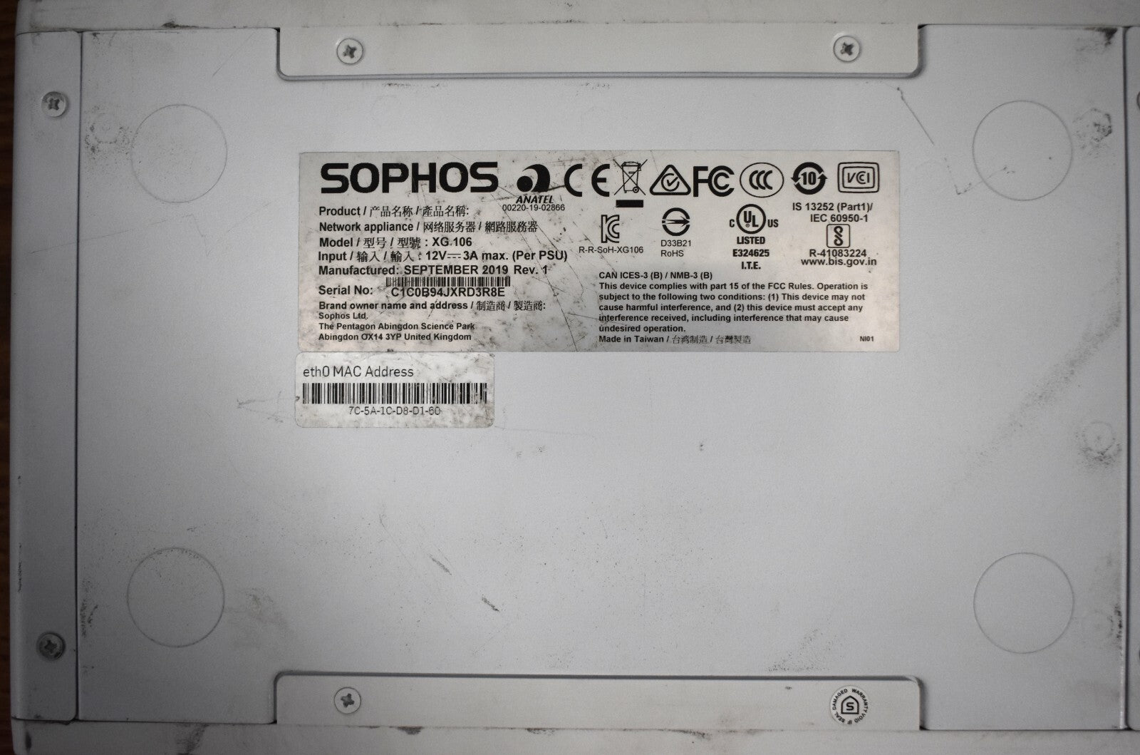 Sophos XG 106 Rev.1 Next Generation Firewall-Factory Reset