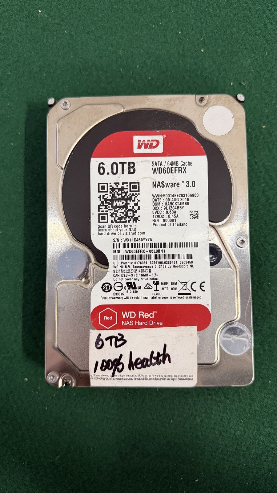 Western Digital WD Red 6TB NAS Hard Drive 3.5" SATA 6Gb/s WD60EFRX