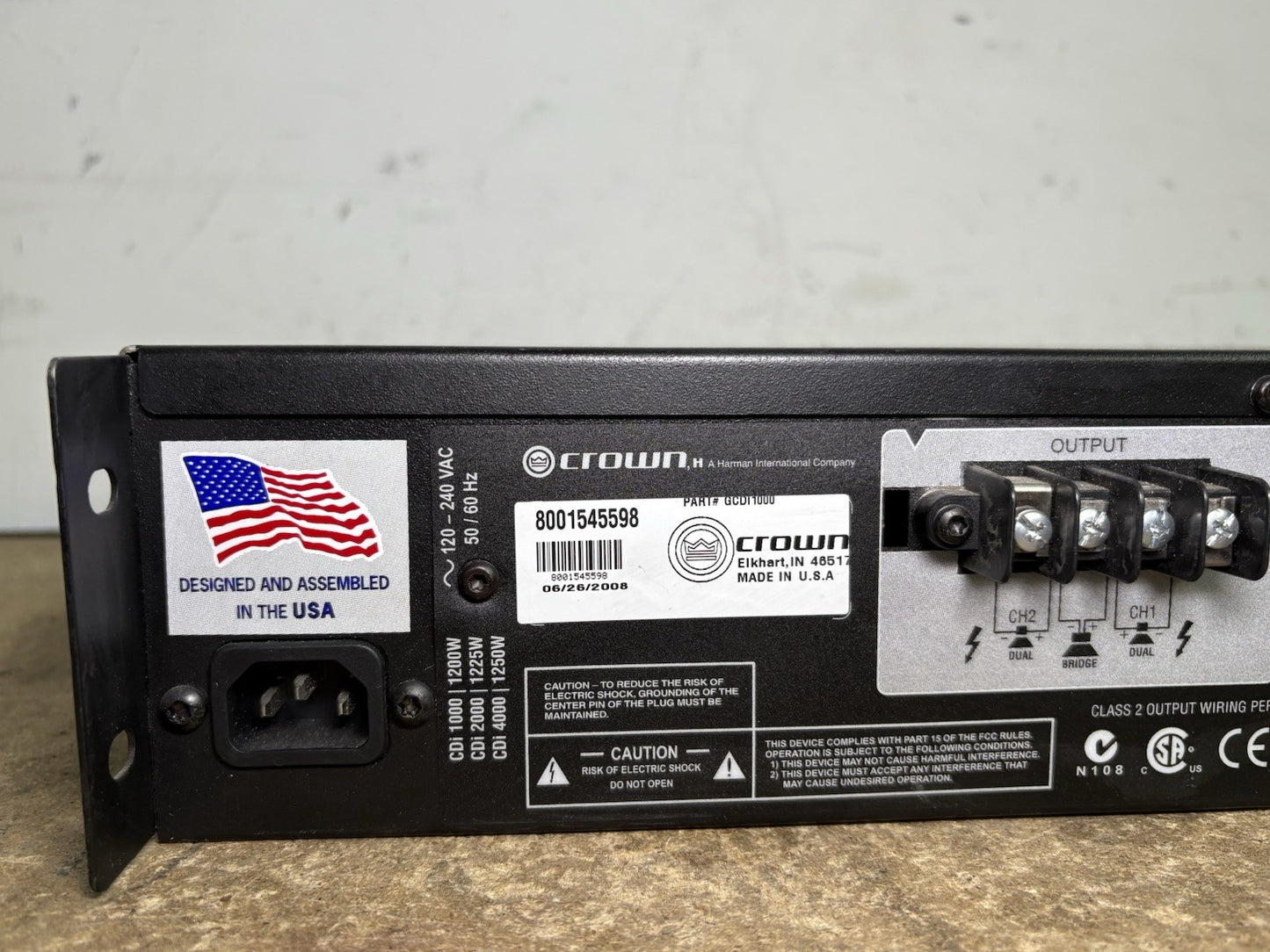 Crown CDi 1000 500W 2-Channel 70V Power Amplifier - Black