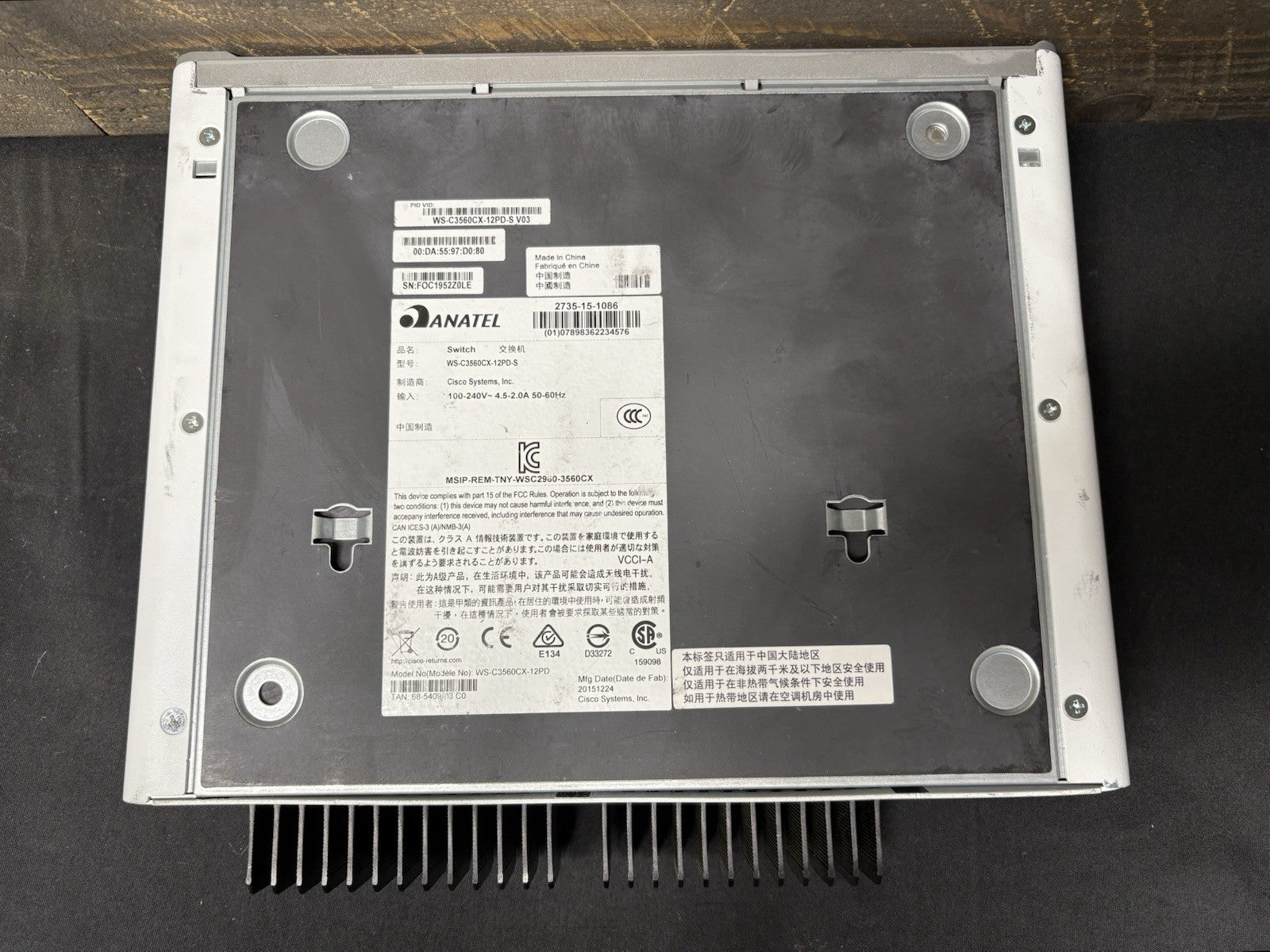 Cisco Catalyst 3560-CX 12 Port Gigabit Switch 240W PoE+ WS-C3560CX-12PD-S