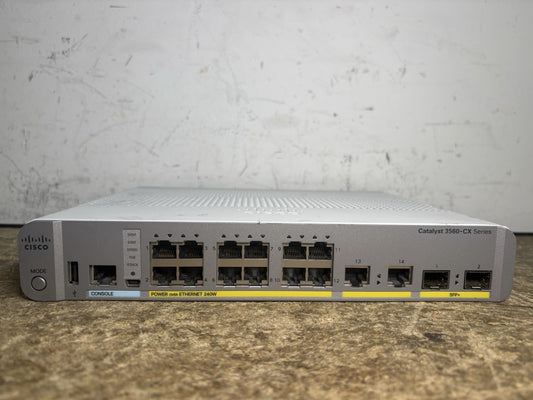 Cisco WS-C3560CX-12PD-S 16 Port Compact Switch, 12x PoE Ports 4x Uplinks, 2x10Gb