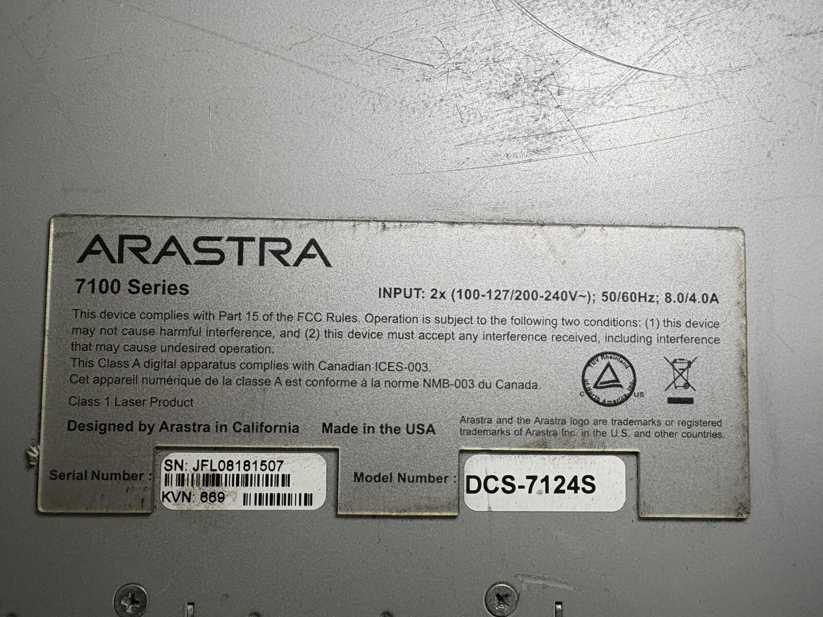 Arista DCS-7124S-R 24P 10GbE SFP+ RA Switch