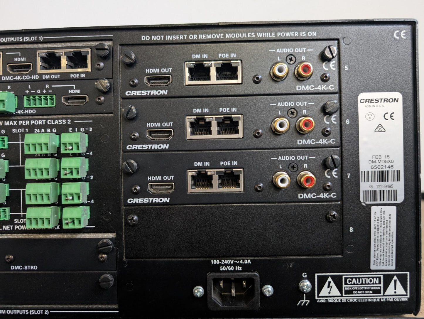 Crestron DM-MD8X8 W/ DMC-4K-HD DMC- STRO DMC-4K-CO-HD Cards