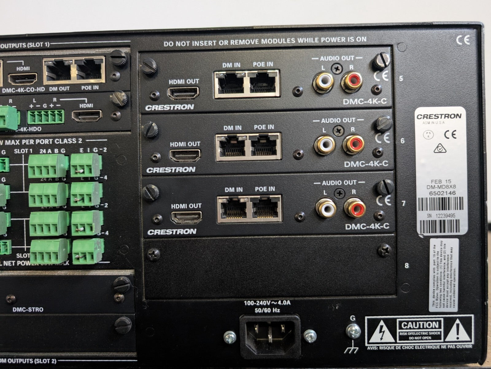 Crestron DM-MD8X8 W/ DMC-4K-HD DMC- STRO DMC-4K-CO-HD Cards