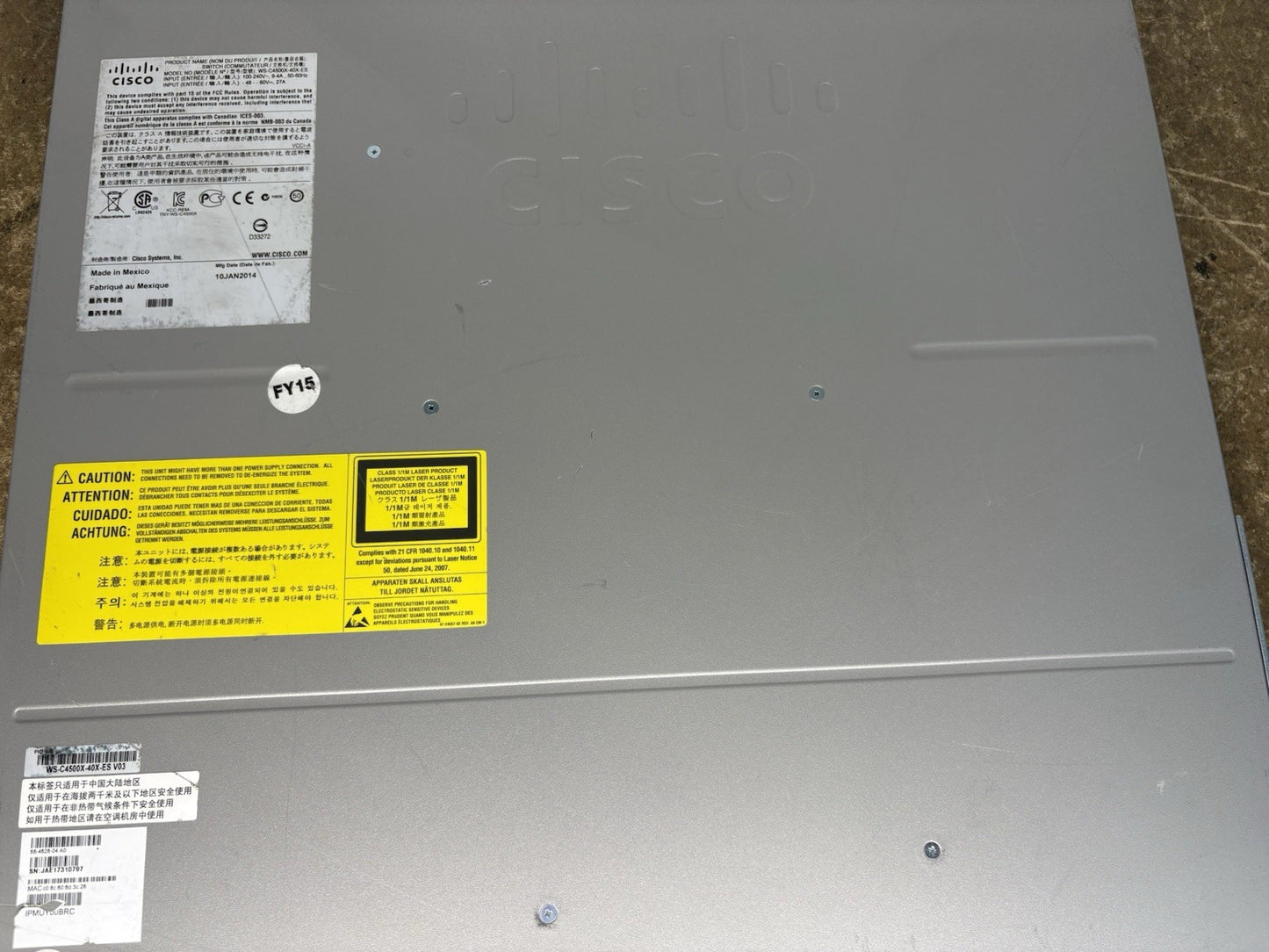 Cisco WS-C4500X-40X-ES V02 Switch With Dual Power Supplies and Module