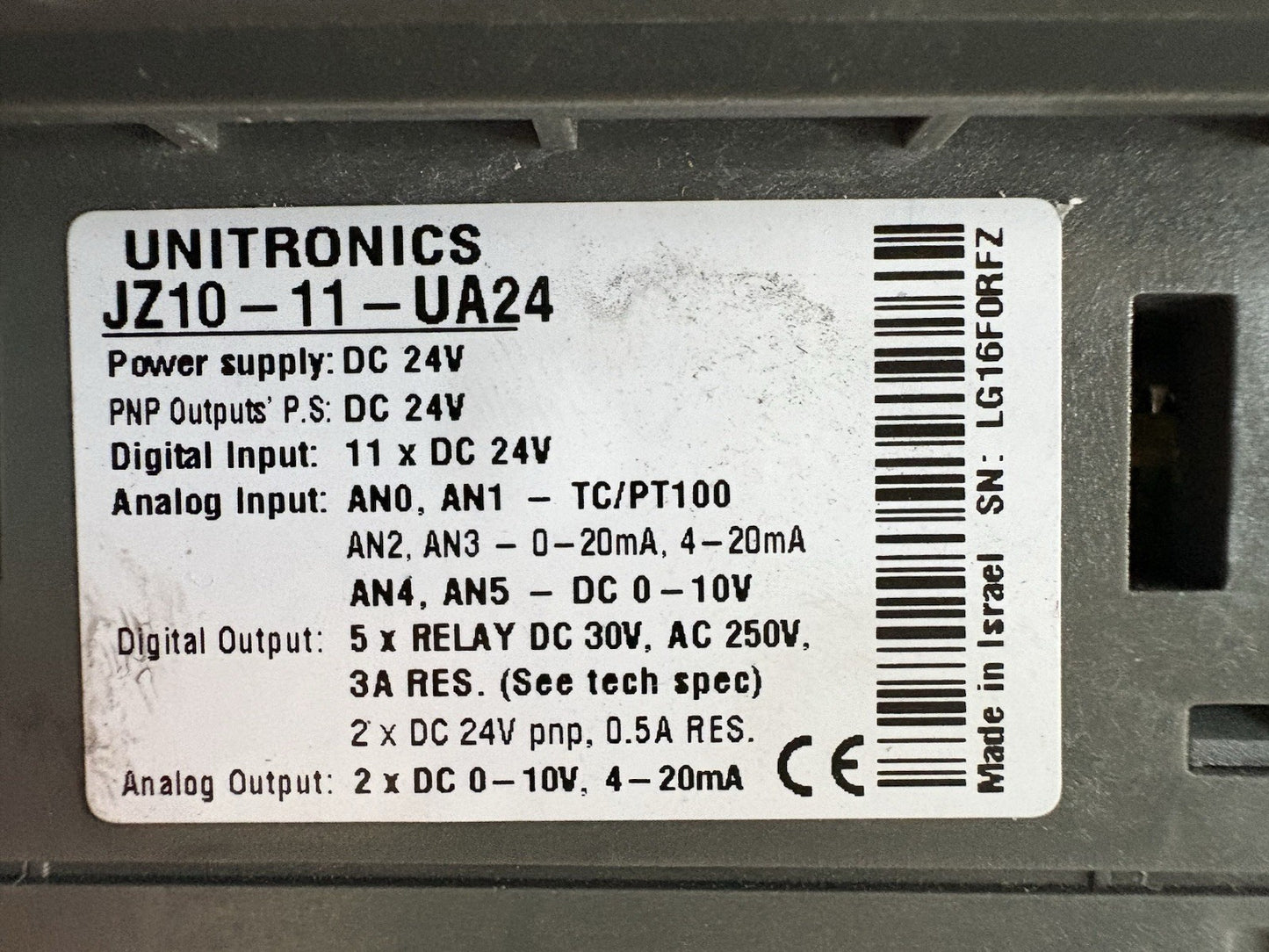 Unitronics JZ10-11-UA24 Jazz Operator Interface 24vdc PLC CONTROLLER