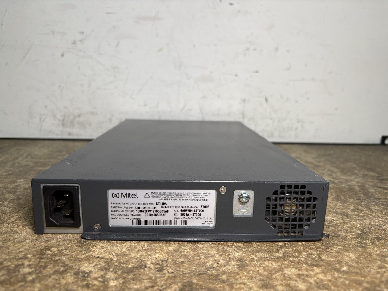 Mitel Voice Switch ST100A ST006 PN 600-3100-01 VoIP Gateway Switch