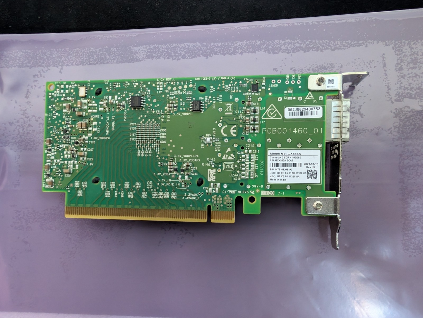 MELLANOX MCX555A-ECAT SINGLE PORT 100G CX555A CONNECTX-5 NIC