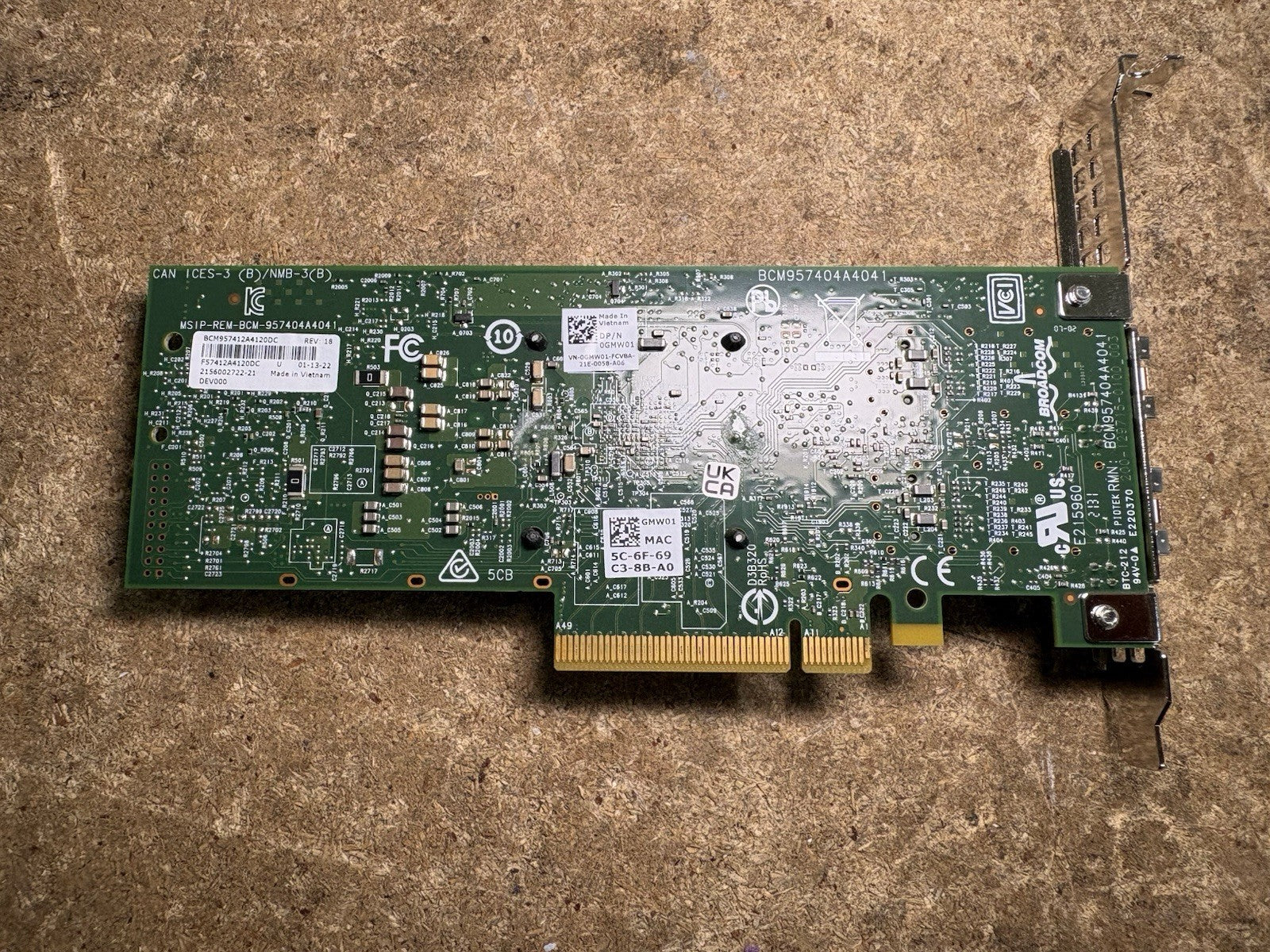Dell Broadcom 57412 Dual Port 10Gb SFP+ PCIe Adapter High Profile GMW01 0GMW01